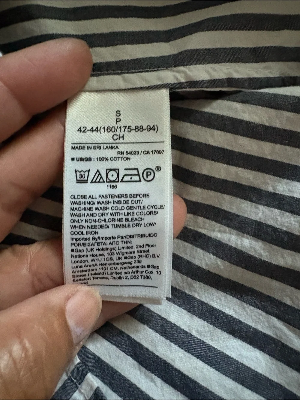 Banana Republic Gray & White Striped Long-Sleeve Dress Shirt